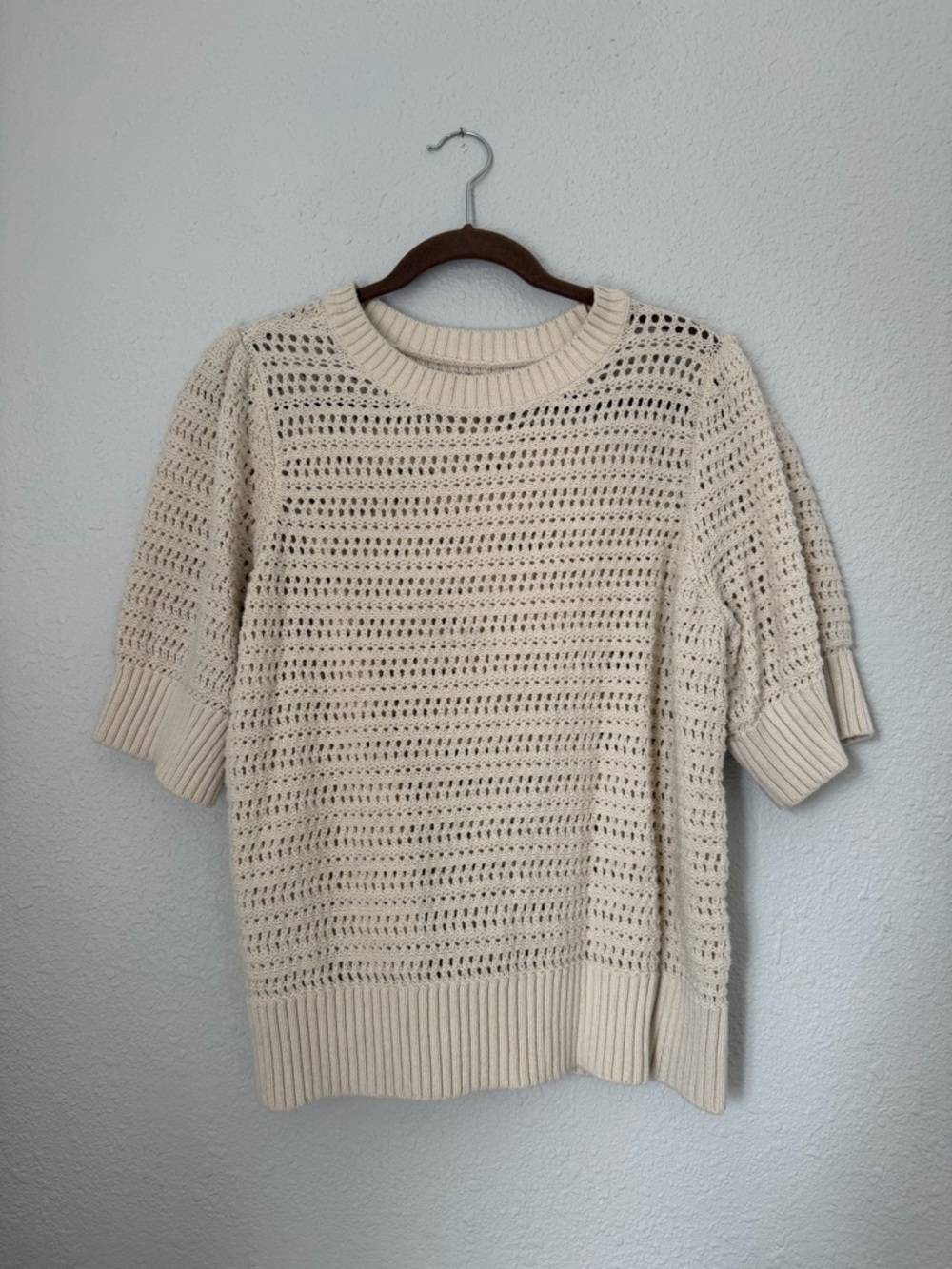 Sonoma Open Knit Crewneck Short Sleeve Sweater | 1XLarge